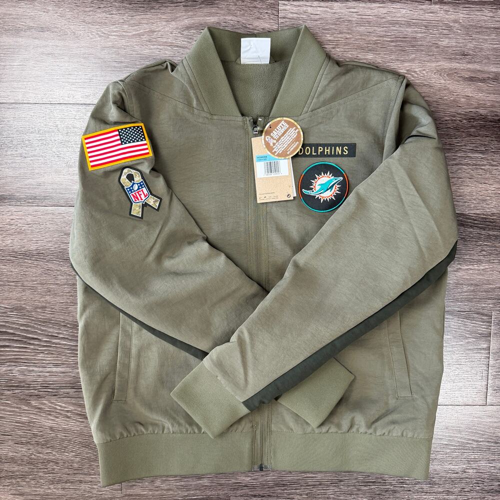Nike Miami Dolphins Salute to Service On Field Bomber Jacket Women's M NWT